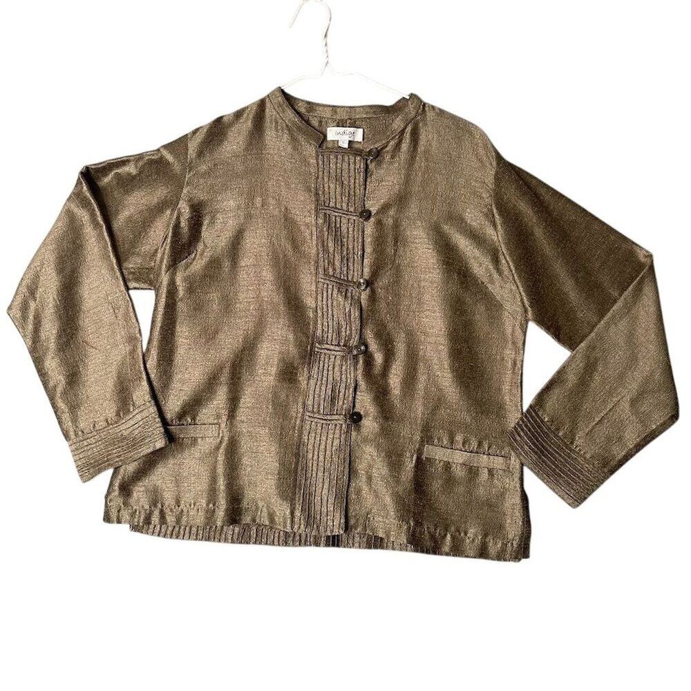 Indige Vintage Women's handwoven silk jacket size L Long Sleeve
